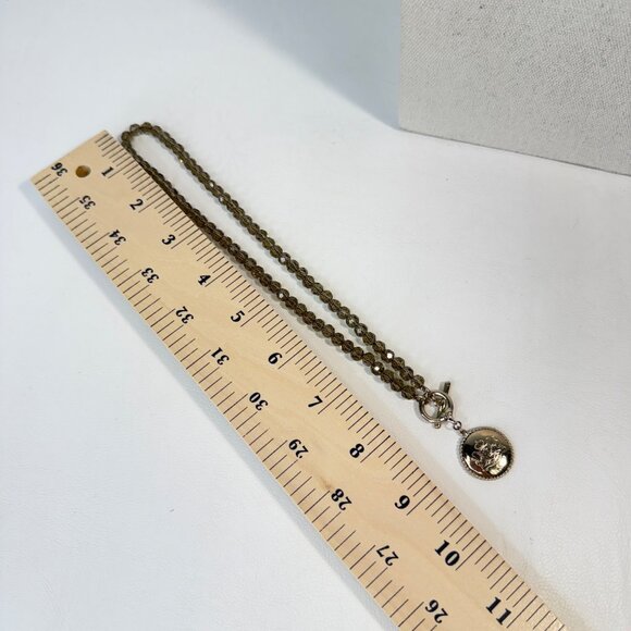 Juicy Couture Logo Charm Necklace Cut Glass Beads‎ Toggle Clasp Silver-Tone - Picture 5 of 5